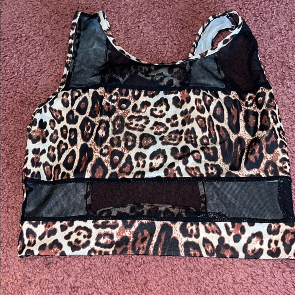cheetah print mesh crop top